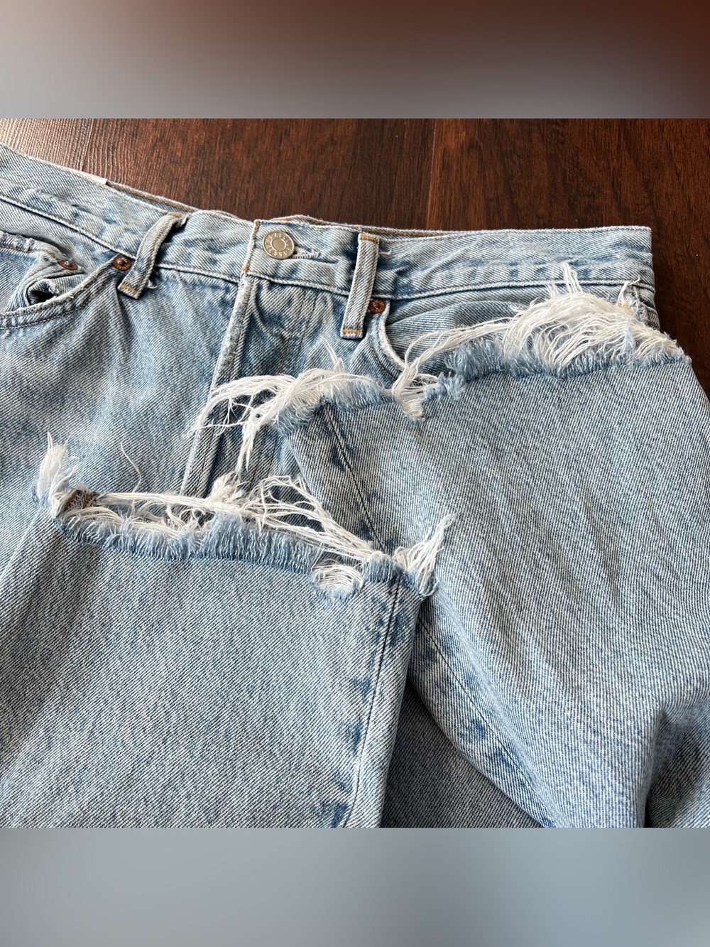 AGOLDE 90’s Crop Distressed Jeans Light Wash High Rise 28 - Picture 8 of 16